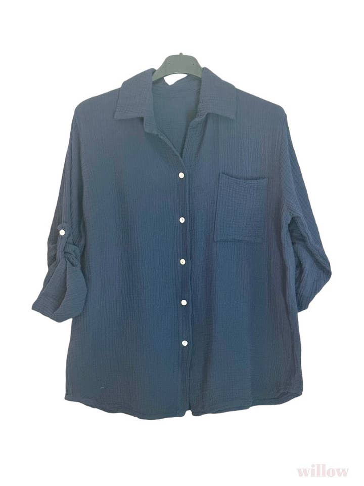 Moonsun - Wholesale Button Down Shirt - Women's - #5270 button down cotton gauze shirt2