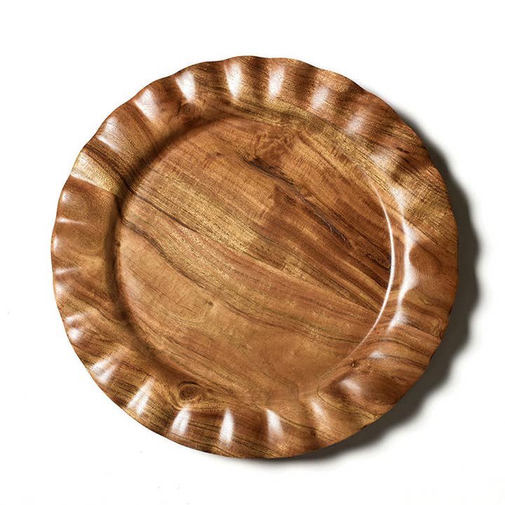 Fundamental Wood Ruffle Round Platter for wholesale by Coton Colors
