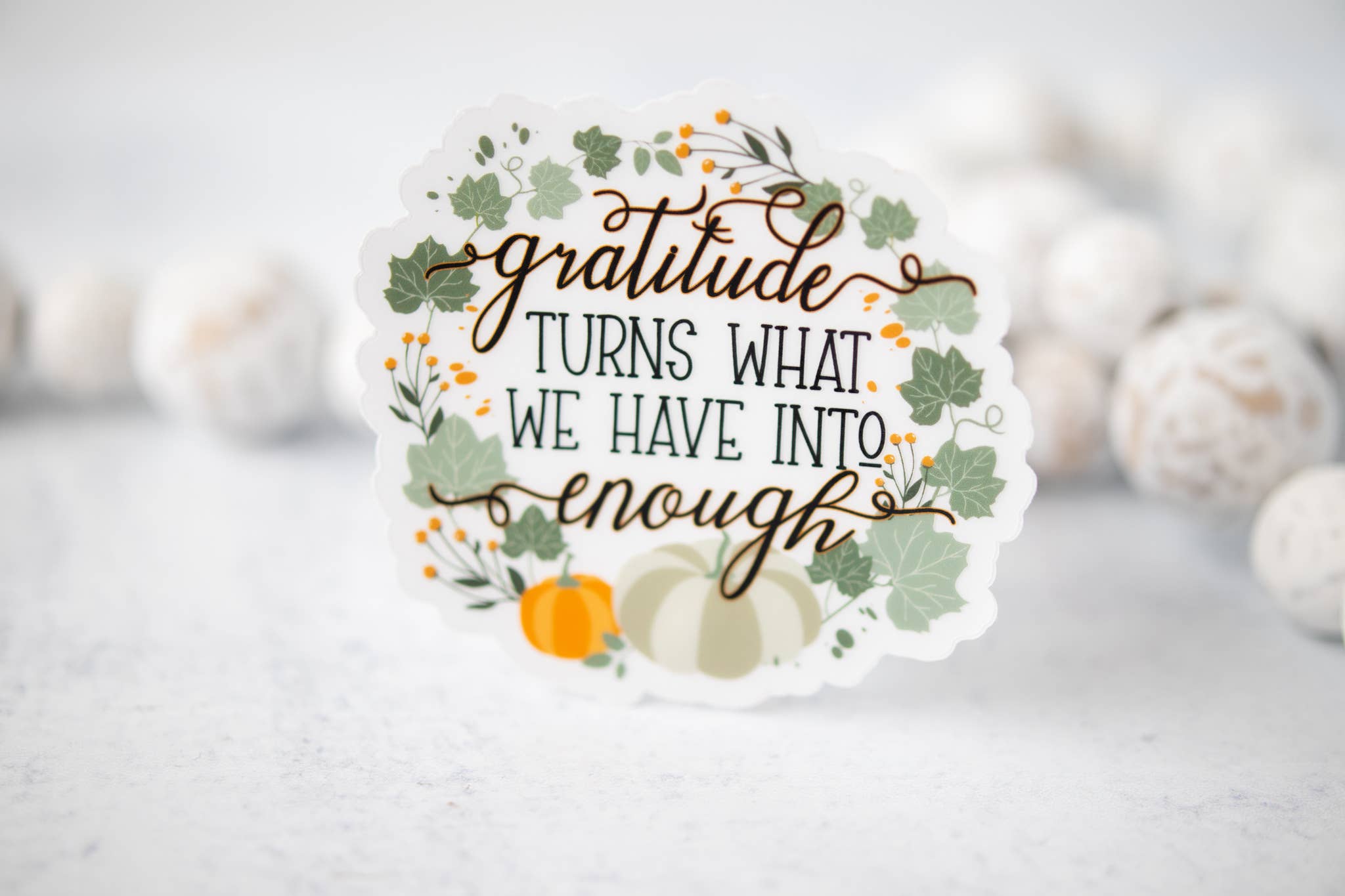 Savannah and James Co - Wholesale Sticker - Gratitude,  Clear Vinyl Sticker, 3x3 inch1