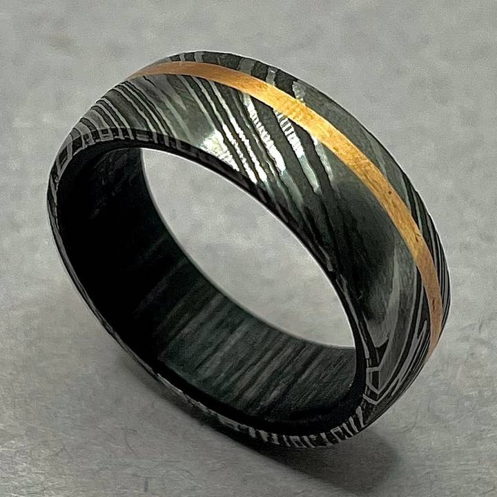 Bague en acier de Damas avec intérieur en bois exotique, bague en Damas, alliance pour homme, bague en bois pour homme, bague de mariage en bois, bague en bois. pour la vente par RustyStudioUSA