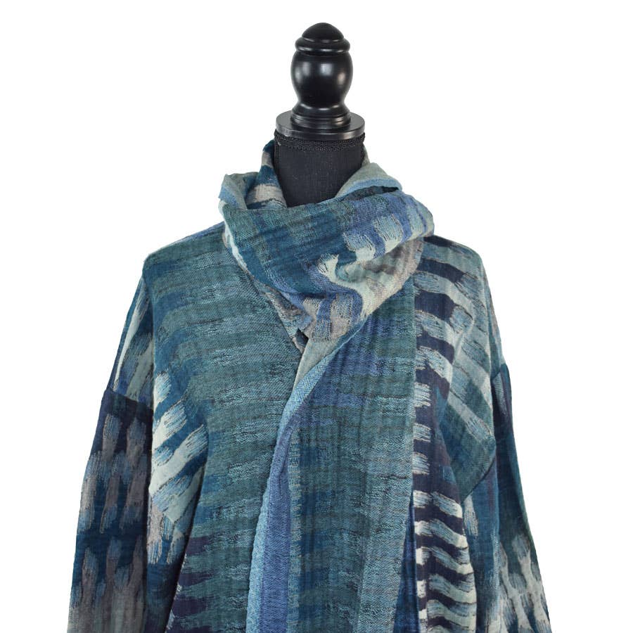 Dupatta Designs - Vente Manteau – femme - Veste-pull ample à fermeture éclair avec écharpe intégrée2