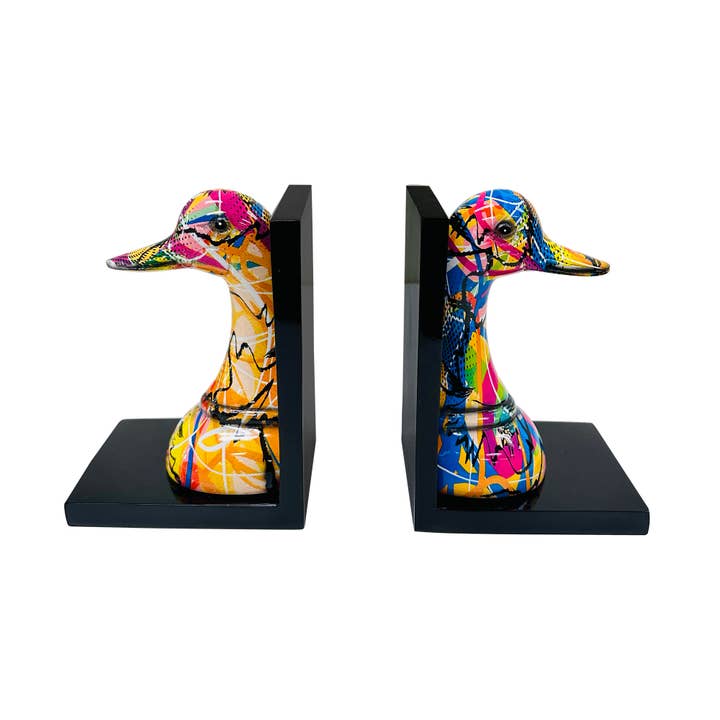 Resin Craft Graffiti Duck Bookend Set of 2 for wholesale by Supreme Housewares