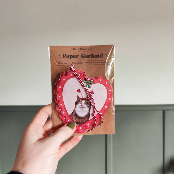 Ghirlanda di Gatti di San Valentino - Ghirlanda di Carta (Copia) per la vendita all'ingrosso da parte di Beth Goodwin Designs