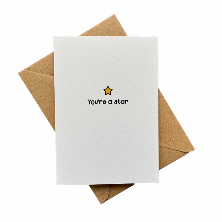 Star Greeting Card for congratulations, thanks and well done for wholesale by Tall Order