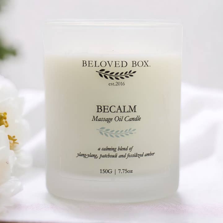 BeCalm Massage Oil Candle for wholesale by BeLoved Box