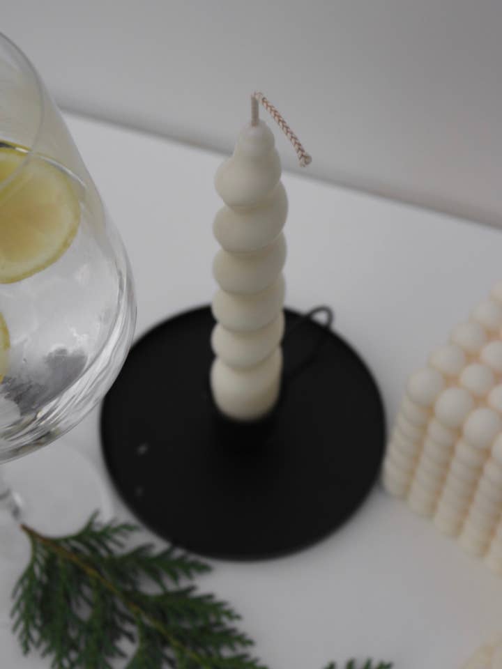 Twisted taper candle for wholesale by Mae Fleur