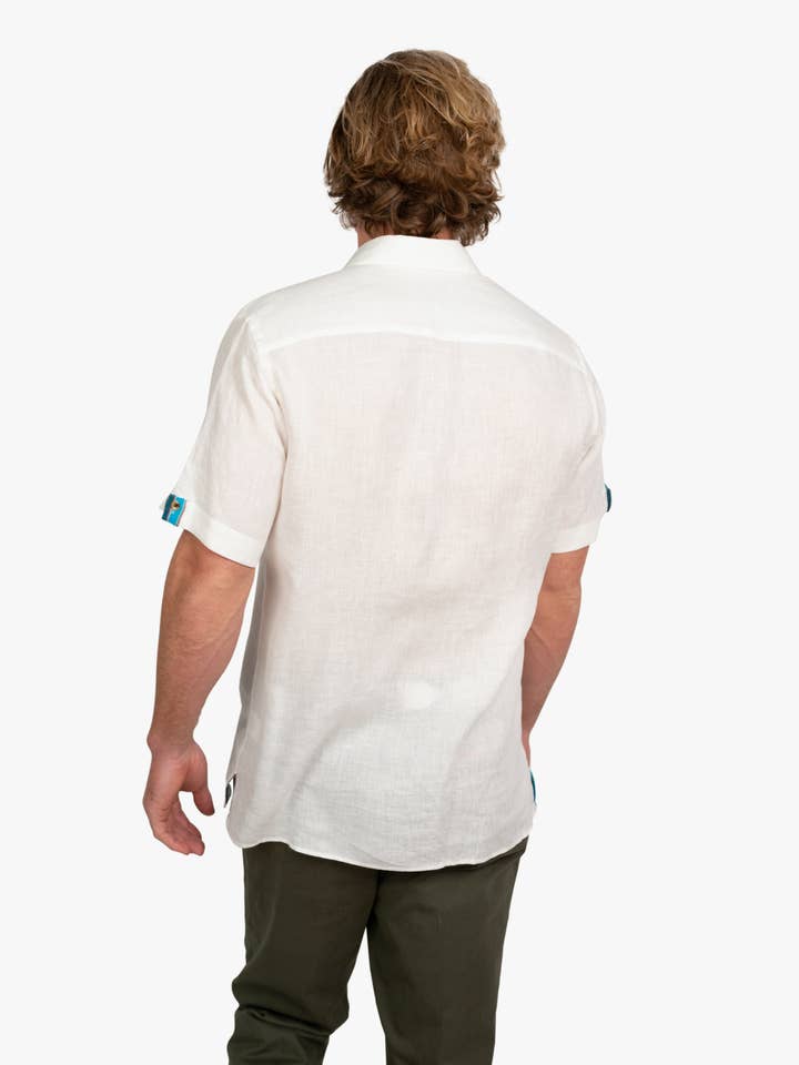 KOY CLOTHING - Venta al por mayor Camisa con botones - Hombre - Camisa blanca de lino de manga corta