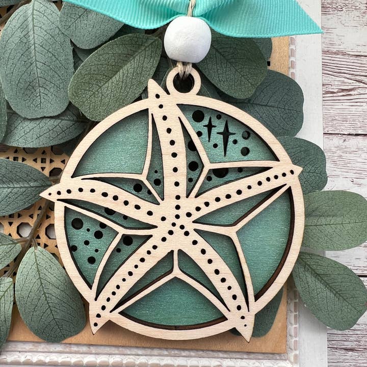 Holzornament handbemalt Aquarellstrand für den Großhandel von Seasideblooms