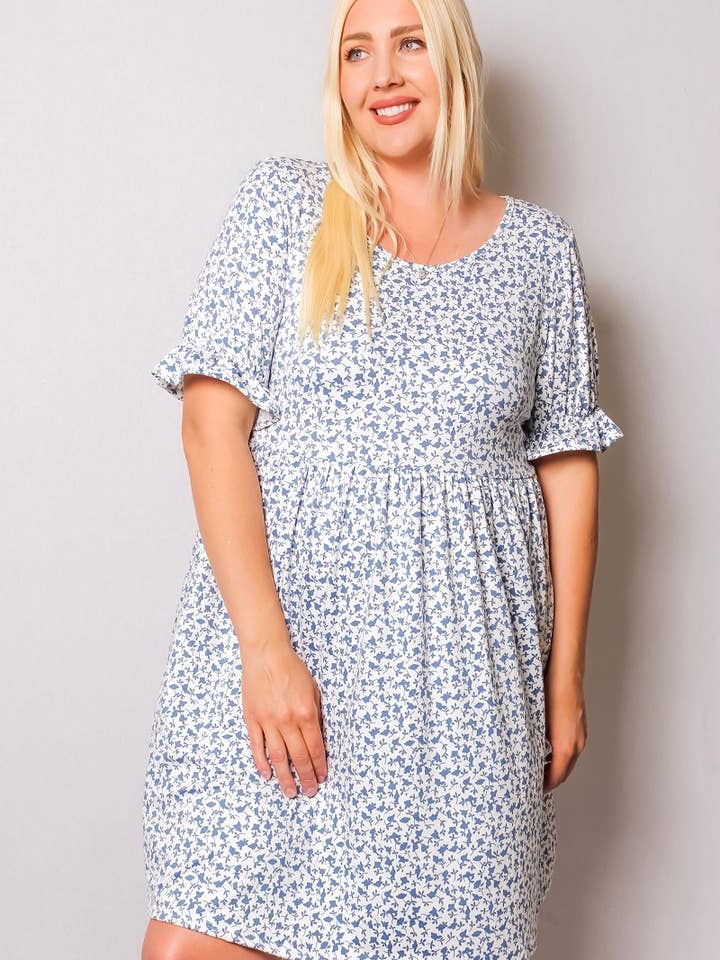 Vestido de muñeca de bebé floral Ditsy ligero con mangas con volantes para venta al por mayor de VIBE Apparel Co