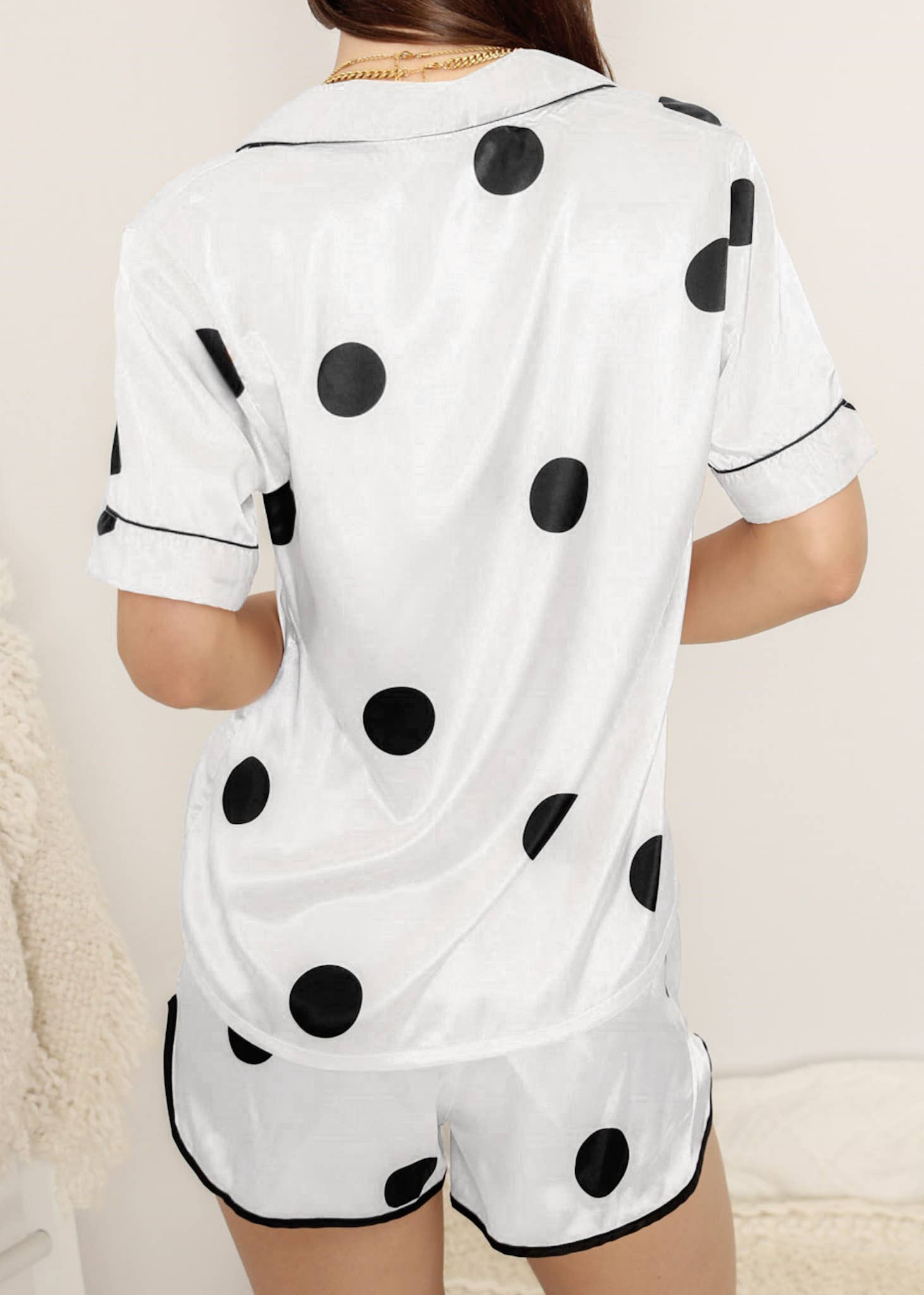 Anna Kaci Wholesale - Wholesale Sleepwear set – Women's - Multi 4 Piece Polka Dot Lounge Pajama Set10