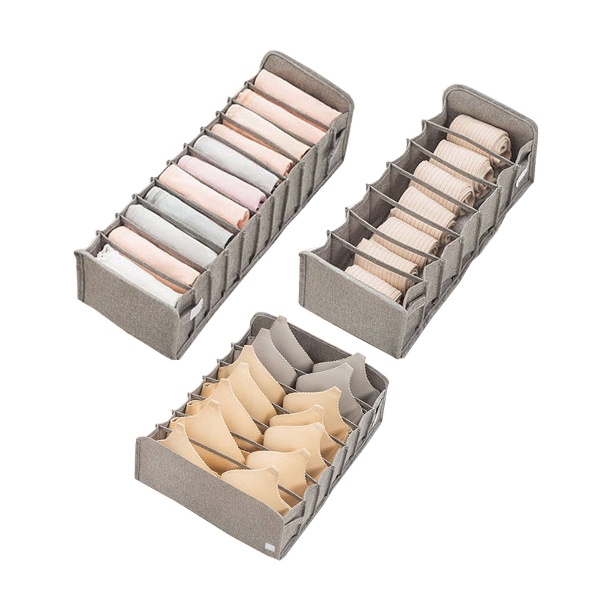 Periea – wholesale Drawer organiser – Periea 'Lottie' Drawer Organisers - Set of 3 - Grey Line1