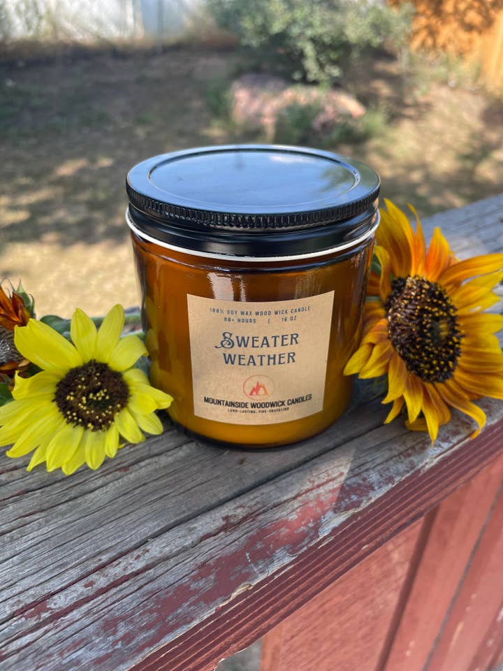 Sweater Weather (16 oz.) - Vela grande con mecha de madera para venta al por mayor de Mountainside Woodwick Candles