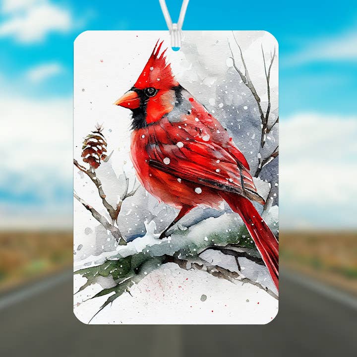 Cardinali di Natale - Profumatore per Auto in Feltro con Spray Profumato per la vendita all'ingrosso da parte di Stencil Art Canada
