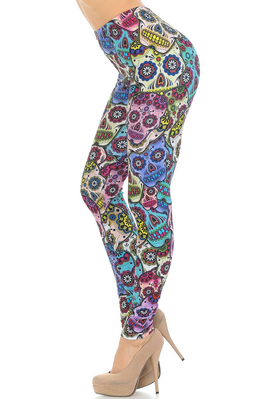 USA Fashion - Wholesale Fashion Leggings - Women's - Creamy Soft Sugar Skull Leggings by USA Fashion™4