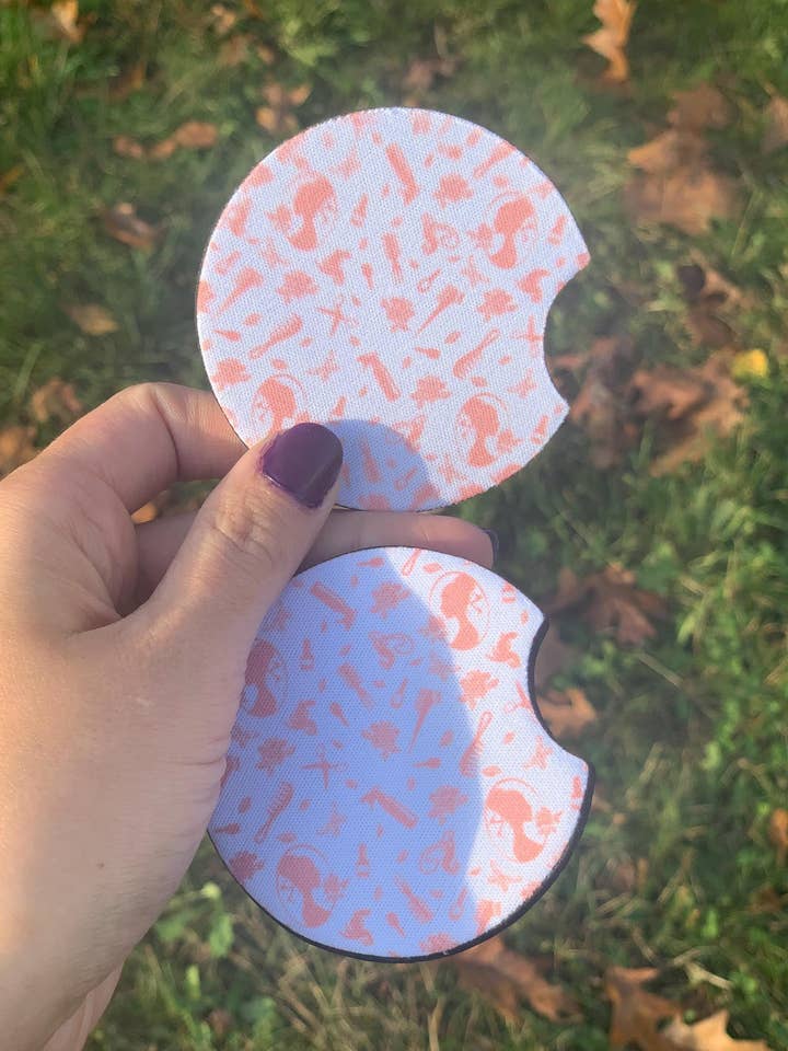 Posavasos para Coche con Espejo de Maquillaje y Cabello Femenino | Juego de 2 | Rosa para venta al por mayor de The E Tribe Co.