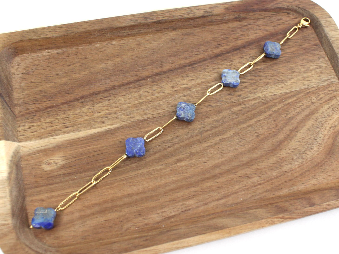 Pretty Persuasions - Vendita all'ingrosso Bracciali a catena e a maglie - B24045 Bracciale in acciaio inossidabile con 5 Clover Stone9