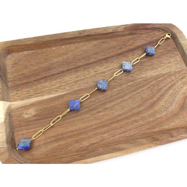 Pretty Persuasions - Vendita all'ingrosso Bracciali a catena e a maglie - B24045 Bracciale in acciaio inossidabile con 5 Clover Stone9