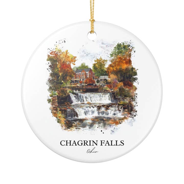 Premium Travel Art - Wholesale Ornament - Chagrin Falls Ornament: Unique Chagrin Falls OH Souvenir, Chagrin Falls Xmas Decor, and Authentic Chagrin Falls OH Gift1