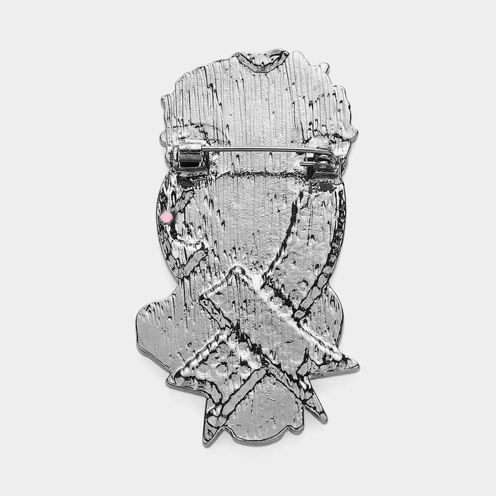 Sensibling Corp. – alfinete de lapela por atacado – Broche de Metal Esmaltado com Fita Rosa em Destaque - Menina Afro5