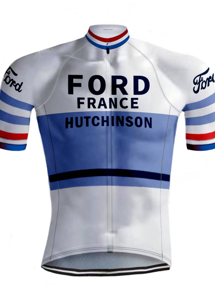 Maillot de cyclisme rétro Ford Blanc/Bleu - REDTED pour la vente par REDTED