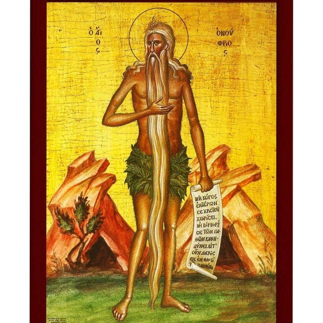 TheHolyArt – wholesale Religiöst kort – Saint Onuphrius-ikonen, handgjord grekisk ortodox ikon av St Onuphrios i Egypten, bysantinsk konst vägghängande träplatta, religiös gåva6