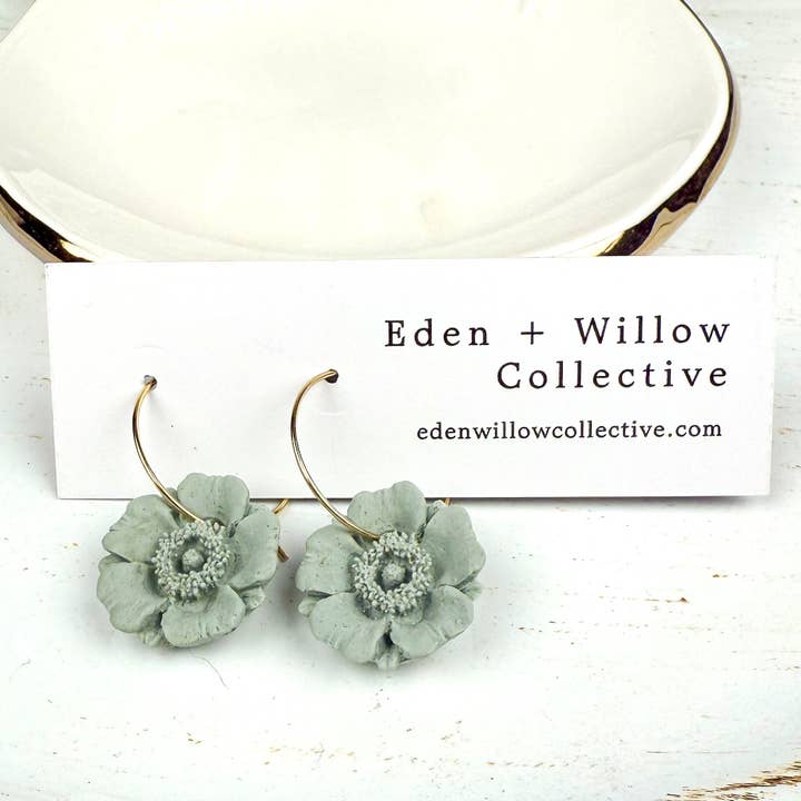 Eden + Willow Collective - Wholesale Hoop Earrings - Poppy Hoop Polymer Clay Earring, Handmade Lightweight 1
