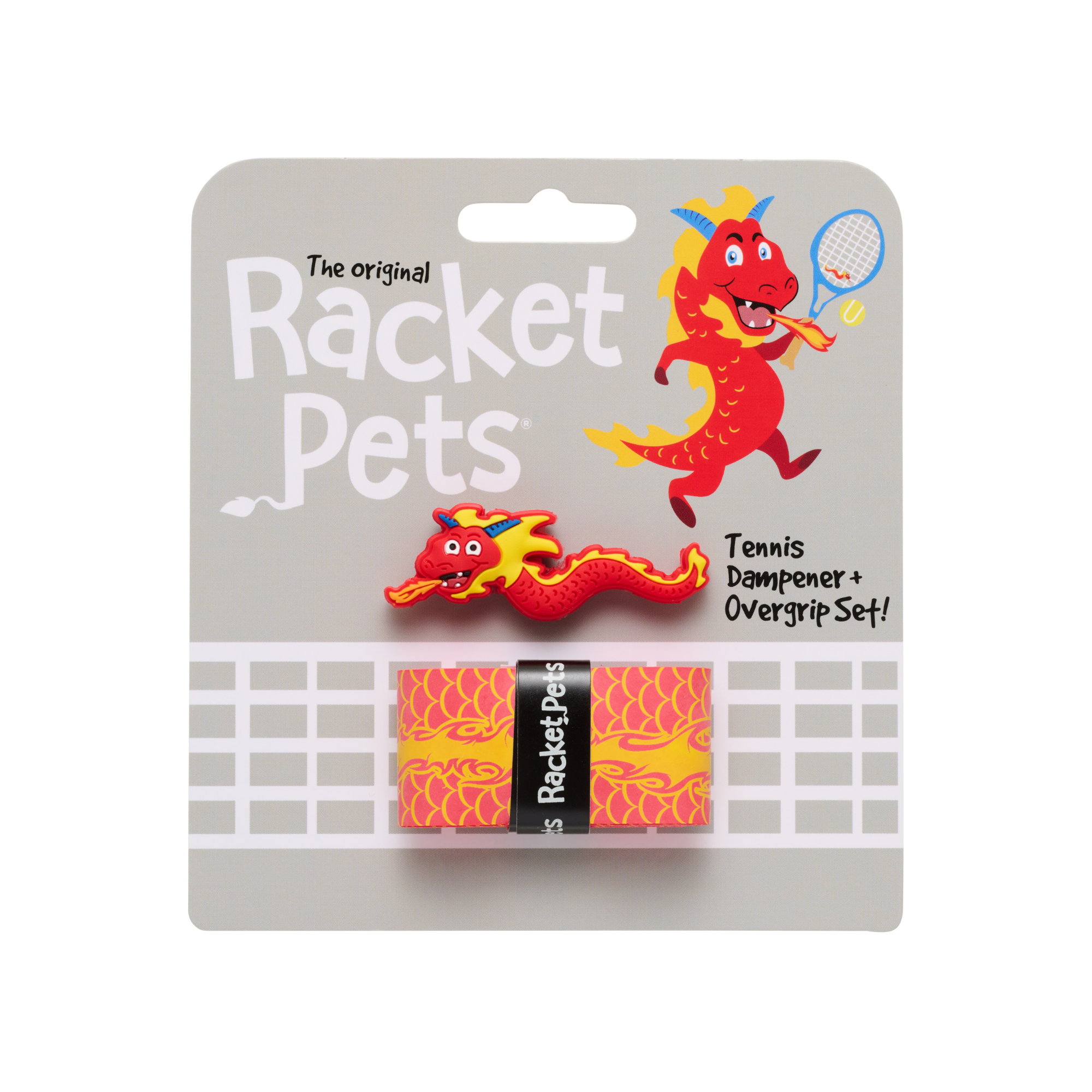 Racket Pets - Venta al por mayor Accesorios de deporte - Cinta antigolpes Dragon Red Tennis Overgrip y a juego1