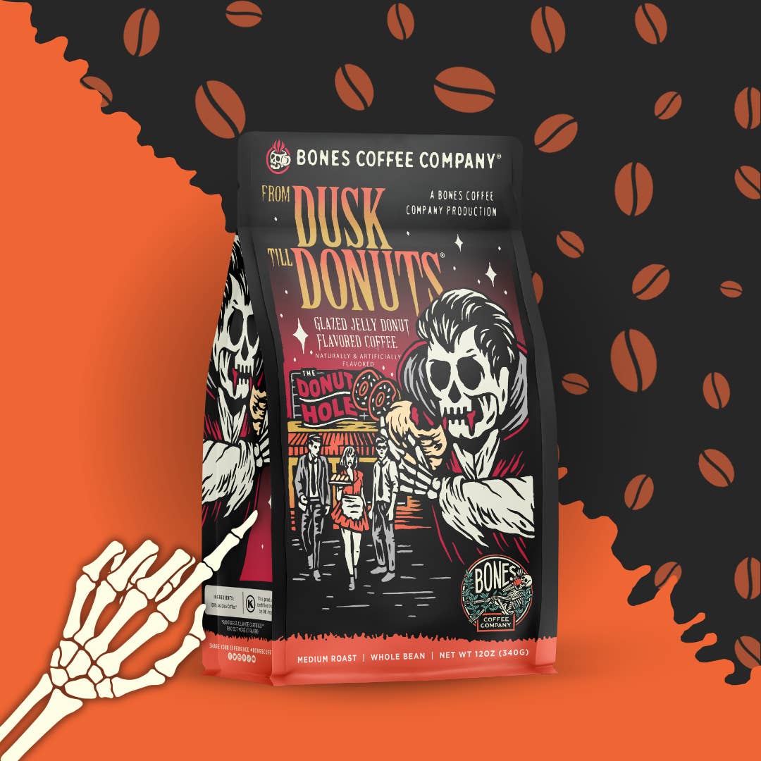 Bones Coffee Company – wholesale Kaffebönor – Från Dusk Till Donuts Kaffe | 12 oz | Hela bönor och malda