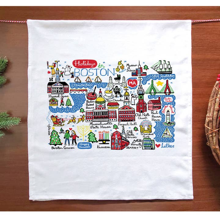 Holidays in Boston Holiday Kitchen Towel for wholesale by Allport Editions