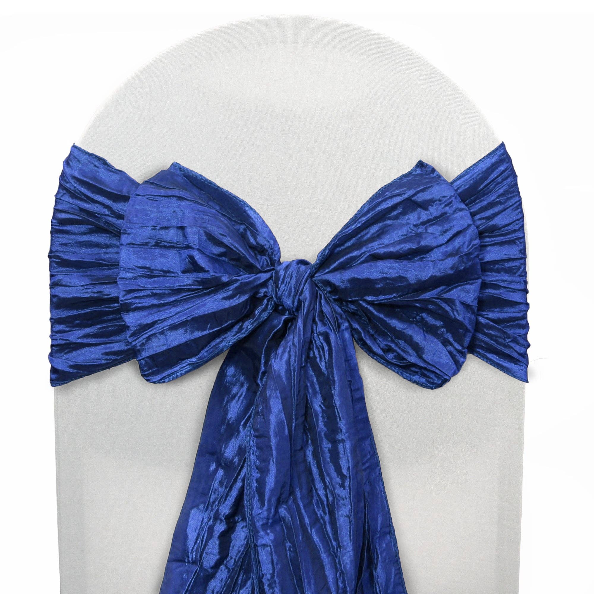 YOUR CHAIR COVERS - Wholesale Chair/Sofa Slipcover - Crinkle Taffeta Chair Sashes Royal Blue (Pack of 10)0