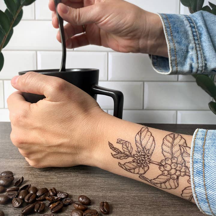 NatureTats - Wholesale Temporary Tattoo - Coffee Plant Temporary Tattoo1