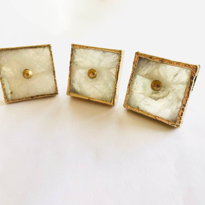 The Tangerine Store - Wholesale Knob/Pull - Set of 4 Square White Agate Classic Vintage Finish Cabinet Drawer Pull Dresser Handle Knobs2