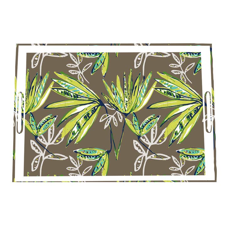 Palm Fern Mocha Acrylic Tray for wholesale by By Robin Raymond