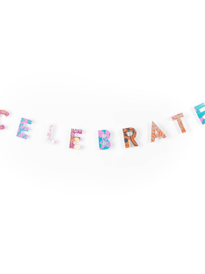 Celebrate Recycled Paper Garland - Eco Friendly Tree-Free for wholesale by Matr Boomie Fair Trade