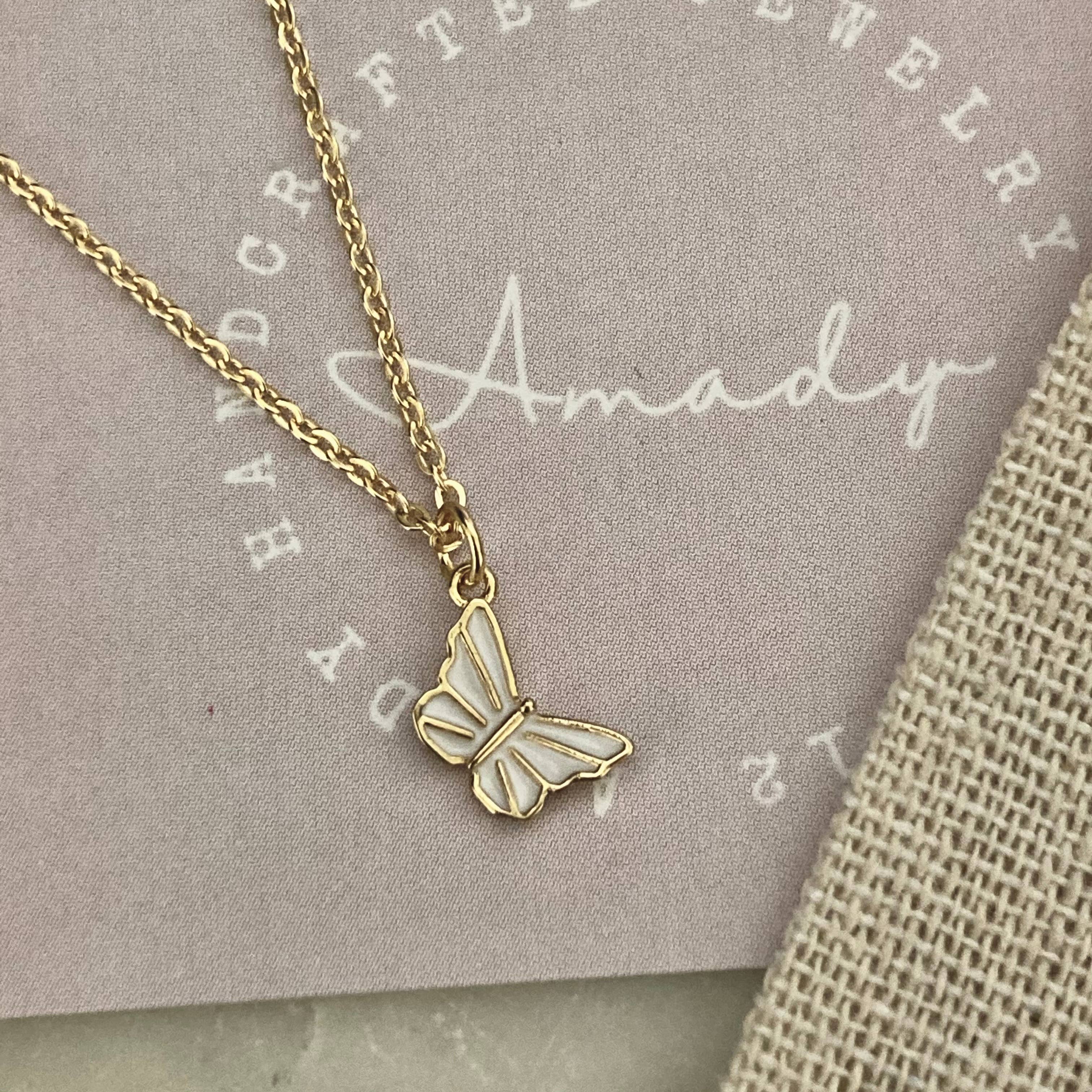 Amady Jewelry - Wholesale Pendant/Charm Necklace - Butterfly charm pendant dainty necklace 18K waterproof5