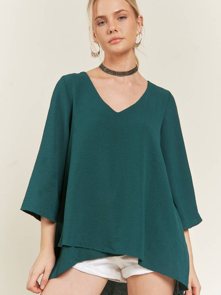 JADE BY JANE - Wholesale Tunic - Women's - V-Neck Mid bell sleeve top KRT108014