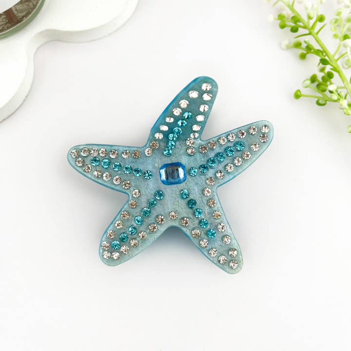 mildstyles - Wholesale Hair Clip - Women's - Delicate Rhinestone Starfish Acetate Hair Claw Clip