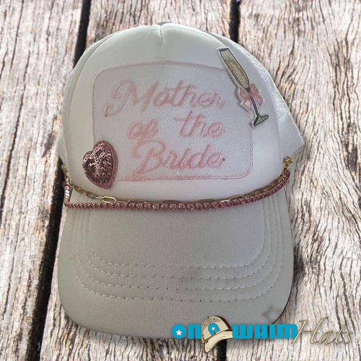 Mother of the Bride Handmade Trucker Hat for wholesale by On a Whim Hats