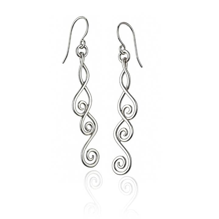 Brincos Compridos Ondulados Triplos em Prata de Lei por atacado de De Mexico