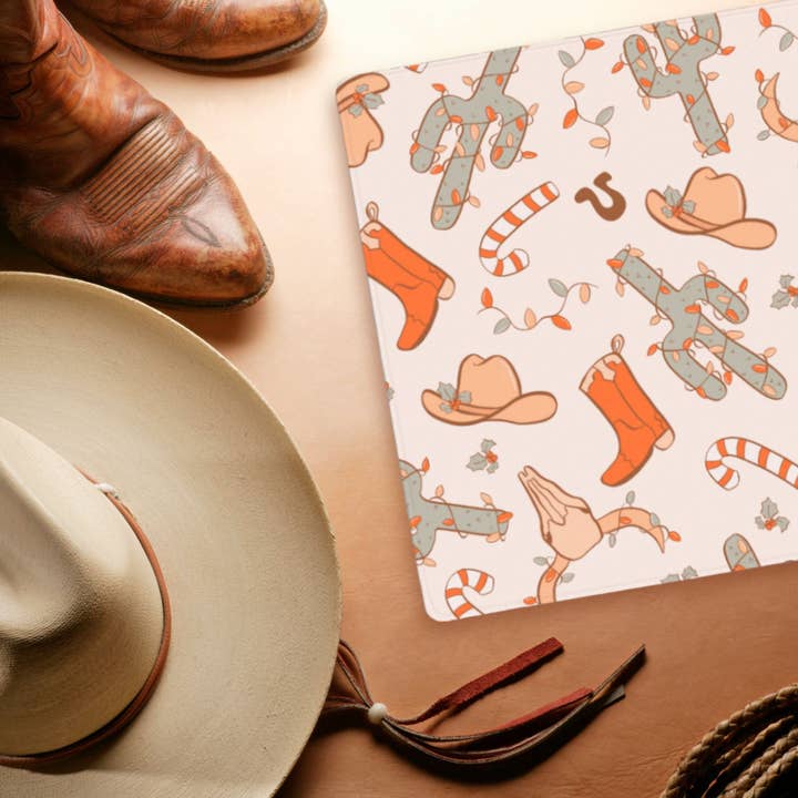 Western Holiday Large Desk Mat, 35” x 16” for wholesale by Merry May