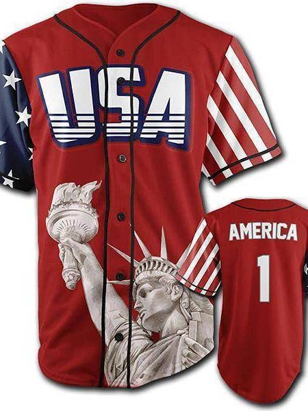 Camiseta de béisbol Red America #1 para venta al por mayor de Greater Half