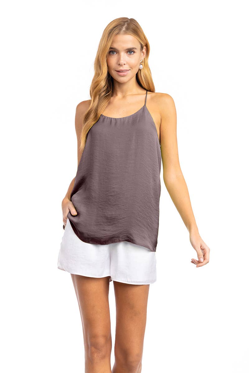 Naked Zebra – Top interior – Mulher por atacado – Camisola de Cetim com Costas de Nadador - TF13