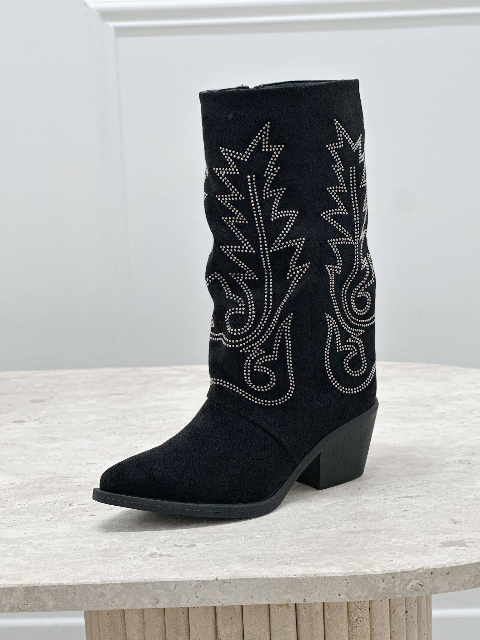 Stephan Paris - Vendita all'ingrosso Stivali da cowboy - Donna - Stivali Western in Camoscio con Strass LQ-1571