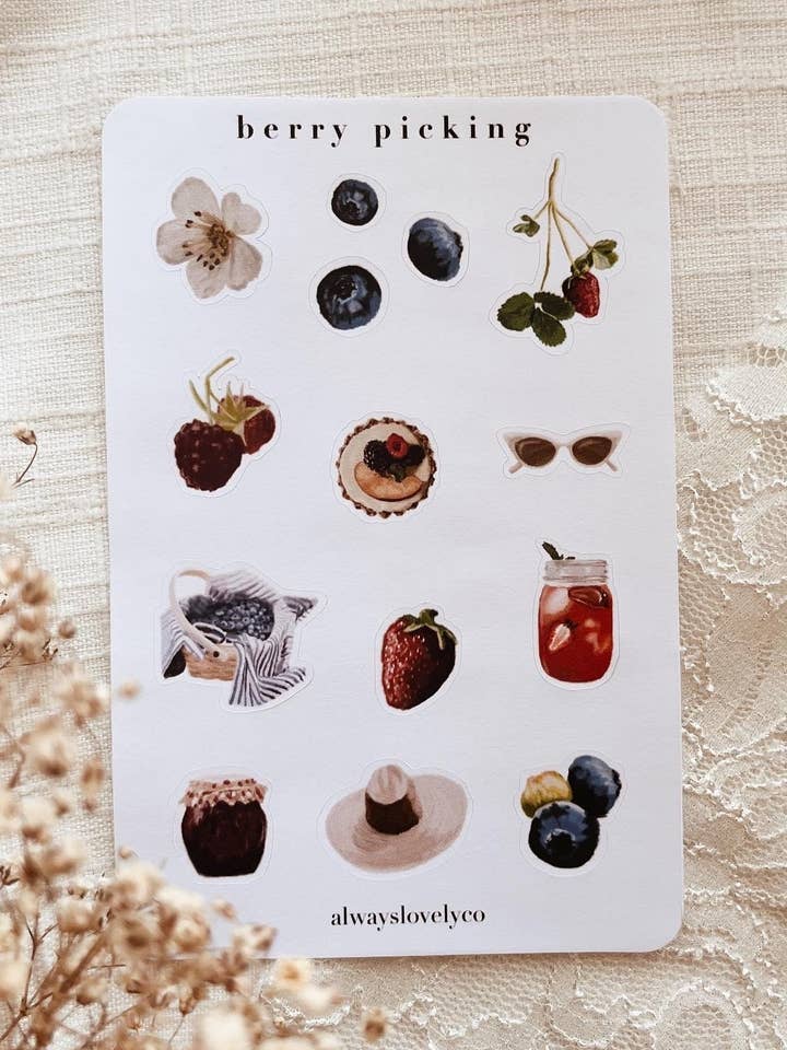 Berry Picking Sticker Sheet for wholesale by alwayslovelyco