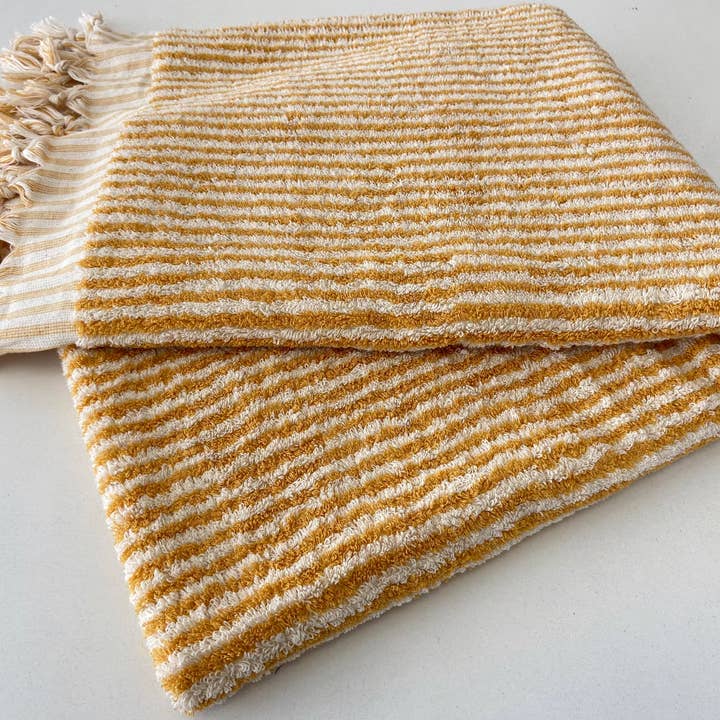 YURTLUS – Großhandel Badehandtuch – Badetuch 36x 70, Strandtuch, Weiches dickes Handtuch, Badetuch 36x 70, Strandtuch, Weiches dickes Handtuch, Bio, Badezimmerstreifen - Gelb3