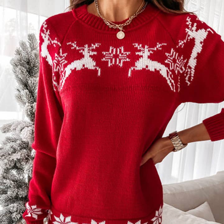 Deer Jacquard Knitted Long Sleeve Top and other Purchase Wholesale knitted fabric. Free Returns & Net 60 Terms on Faire trending on Faire.