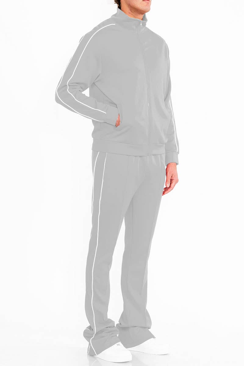 WEIV - Wholesale Tracksuit - Men's - Mens Solid Stacked Flared TRACK SET 6