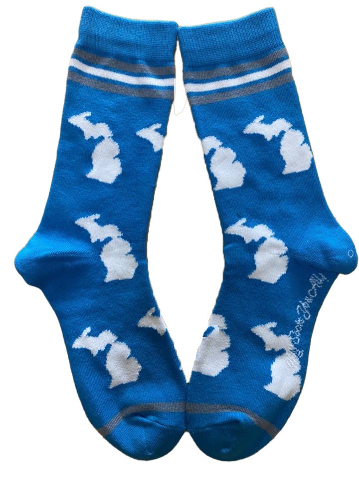 Michigan Shapes in blauen und weißen Damensocken für den Großhandel von Buy Socks You All