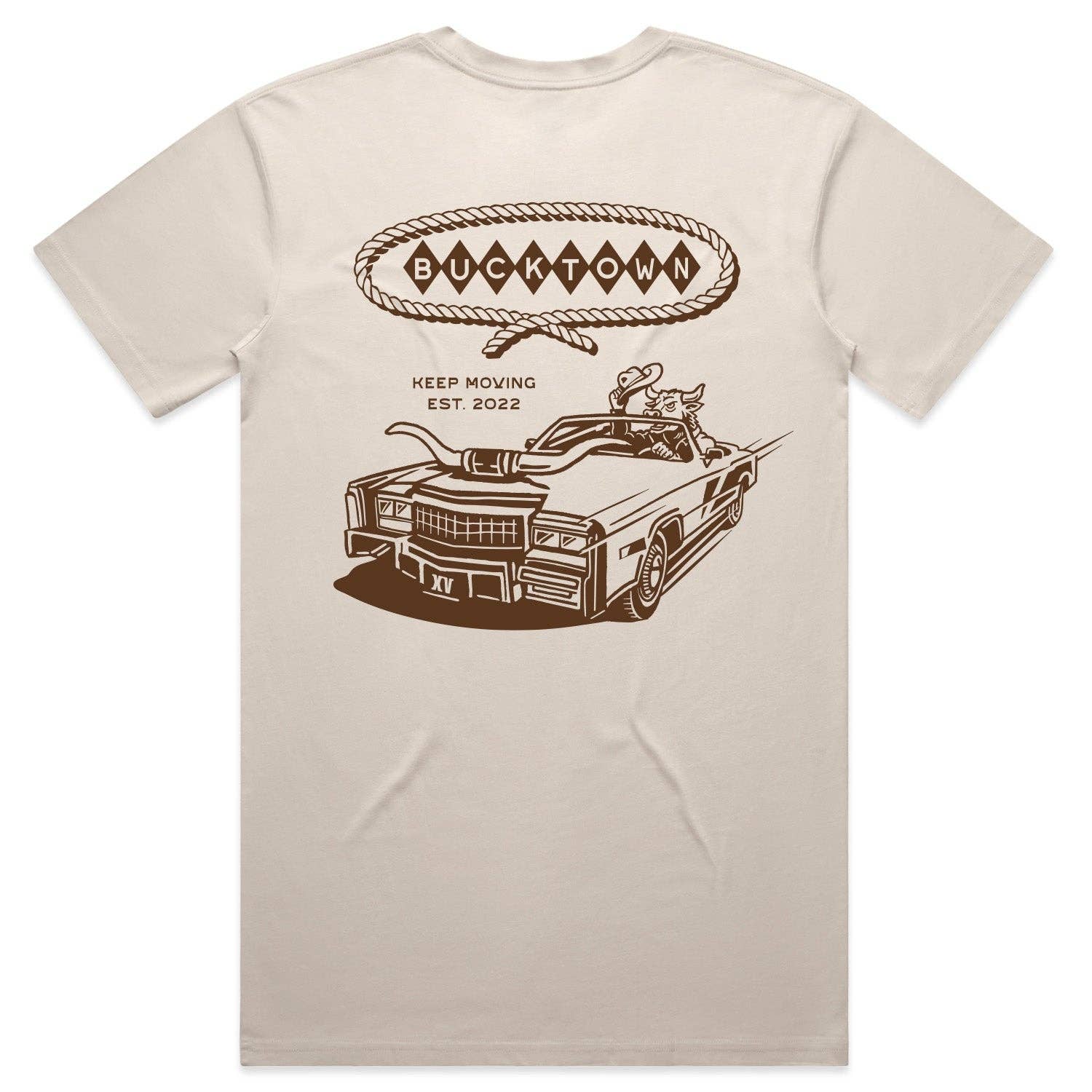 American Cattle Co - Wholesale Screen Printed T-Shirt - Unisex - Bucktown Caddie Tee2