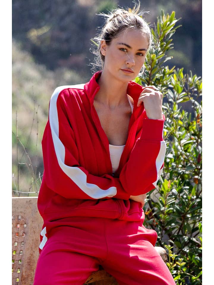 Rae Mode - Wholesale Athletic Jacket - Women's - MODAL SCUBA STRIPING ZIP UP JACKET8